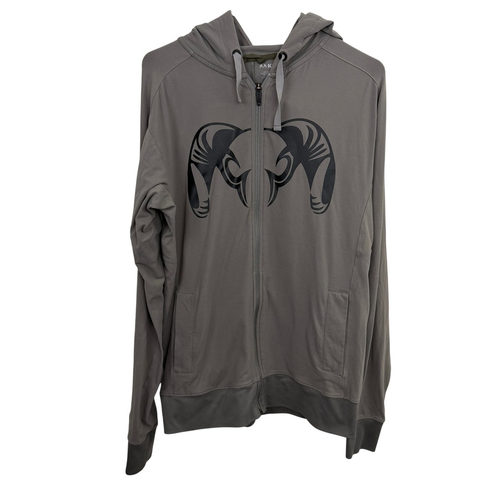 KUIU Hoodie Mens Large Gray Full Zip Graphic Ram Logo Performance Jacket Run